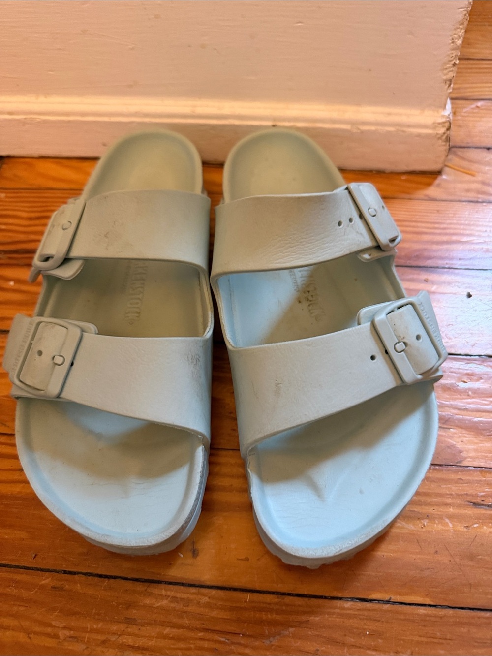 Birkenstock Light Blue Double Buckle Slide Sandals